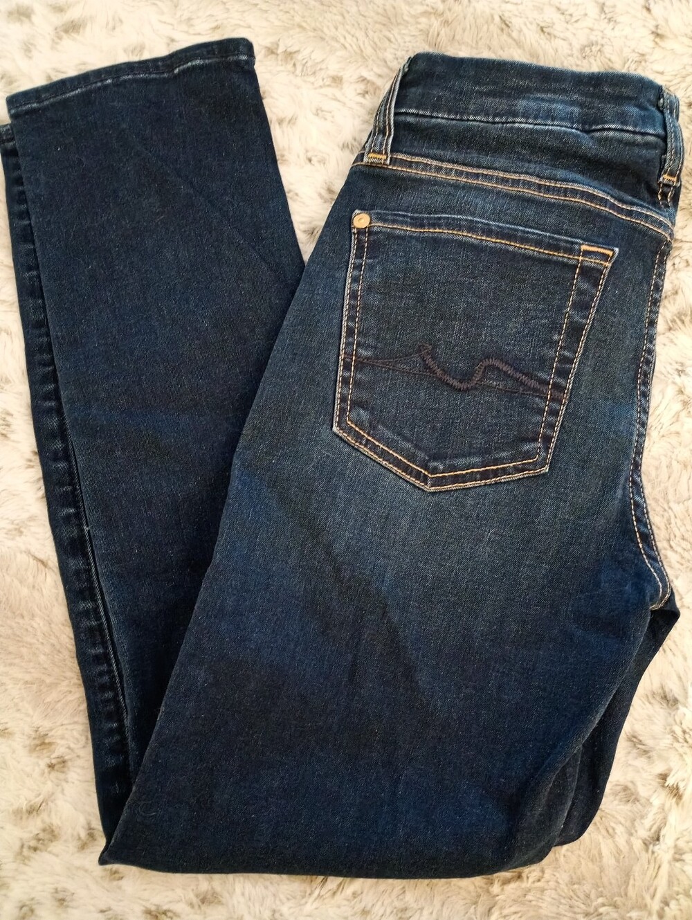 7 For All Mankind~ Dark Blue Skinny Kimmie Cropped Jeans (27W)